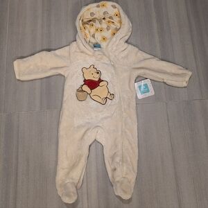 Winnie the Pooh Cream Plush Hooded One-Piece for Kids